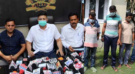 SP ANTF Vinay Sharma interacting with media persons at Jammu. -Excelsior/Rakesh SP ANTF Vinay Sharma interacting with media persons at Jammu. -Excelsior/Rakesh