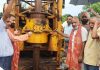 DDC Chairman Bharat Bhushan Bodhi kick starting digging of tube well at Bhalwal on Monday.