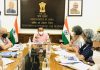 Union Minister Dr Jitendra Singh convening periodic review of the Ministry of Personnel, Public Grievances and Pensions, at North Block, New Delhi on Friday.