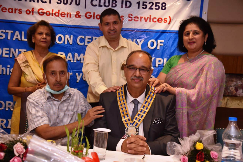 Office bearers of Rotary Club Jammu Tawi installing Raman Wazir as new President of the Club.