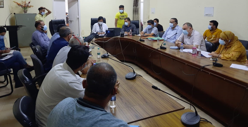 Principal GMC Jammu Dr Shashi Sudhan Sharma chairing a meeting of officers on Friday. Principal GMC Jammu Dr Shashi Sudhan Sharma chairing a meeting of officers on Friday.