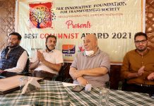J&K Innovative Foundation holds ‘Best Columnist Award-2021’ function in Srinagar. —Excelsior/Shakeel