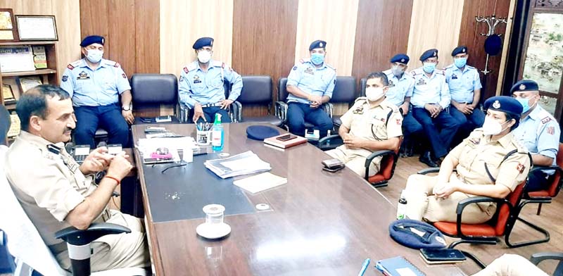 SSP Traffic Dr Koshal Kumar Sharma chairing a meeting at Jammu. SSP Traffic Dr Koshal Kumar Sharma chairing a meeting at Jammu.