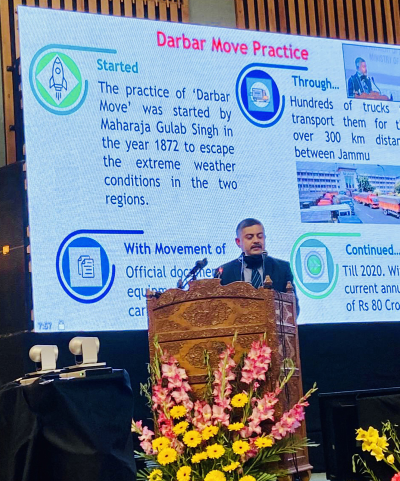 CEO JaKeGA Amit Sharma speaking during a conference at SKICC Srinagar. CEO JaKeGA Amit Sharma speaking during a conference at SKICC Srinagar.