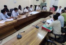 GMC Jammu Principal Dr Shashi Sudan Sharma chairing a meeting on Tuesday.