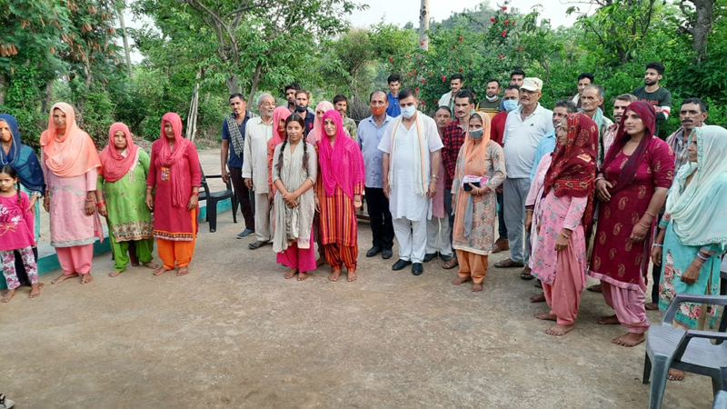 DDC Chairman, Kathua Col (retd) Mahan Singh during his visit to Batada village in Basohli on Sunday. DDC Chairman, Kathua Col (retd) Mahan Singh during his visit to Batada village in Basohli on Sunday.