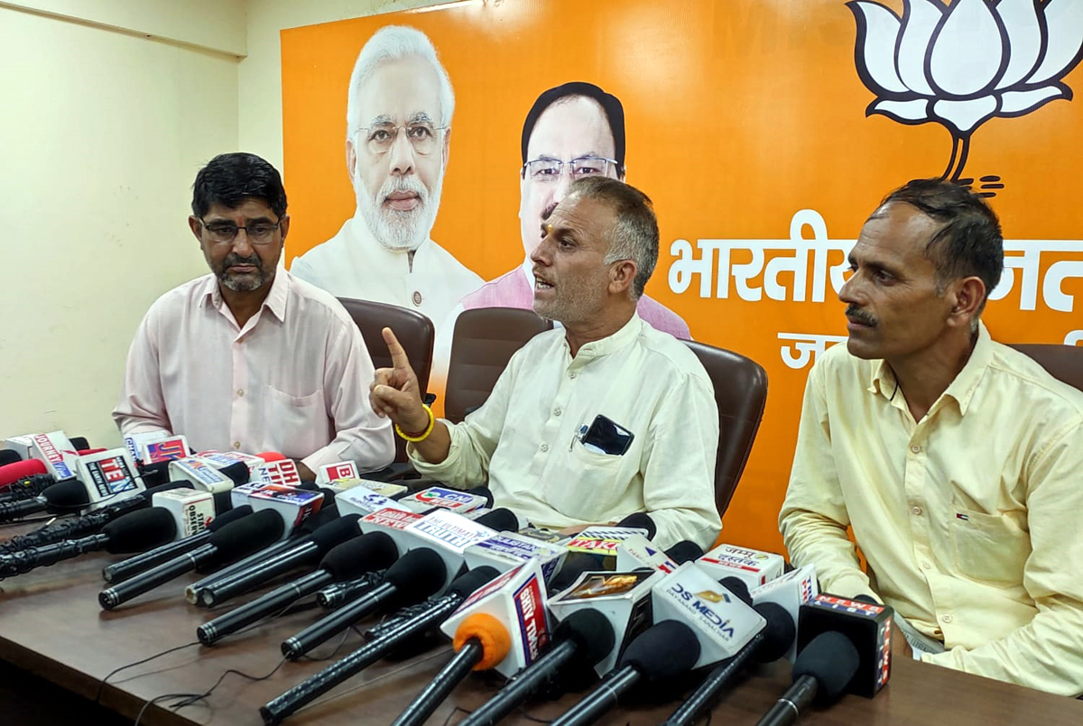 VDC members addressing a press conference at BJP headquarters in Jammu on Tuesday. VDC members addressing a press conference at BJP headquarters in Jammu on Tuesday.