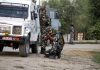 Security force in action during encounter in Seer area of Sopore in Baramulla district on Tuesday. -Excelsior/Aabid Nabi