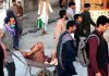 Injured being shifted to hospital from blast site near Kabul airport on Thursday.(UNI)