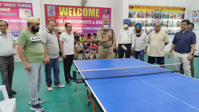 Addl SP Poonch, Liaqat Ali declaring open 31st Table Tennis championship in presence of other dignitaries at Sports Stadium Poonch on Saturday. Addl SP Poonch, Liaqat Ali declaring open 31st Table Tennis championship in presence of other dignitaries at Sports Stadium Poonch on Saturday.