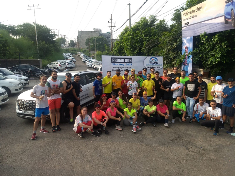 Runners posing for a group photograph after the ‘Promo Run’ at Jammu on Sunday. Runners posing for a group photograph after the ‘Promo Run’ at Jammu on Sunday.