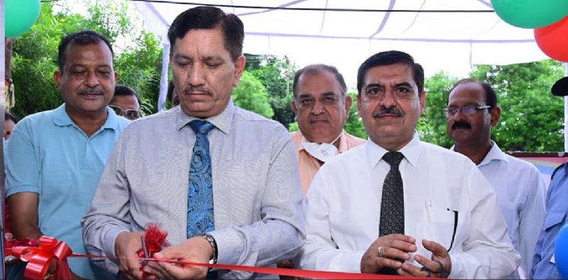 J&K Bank Chairman & MD R K Chhibber inaugurating ATM at Sarwal on Monday.