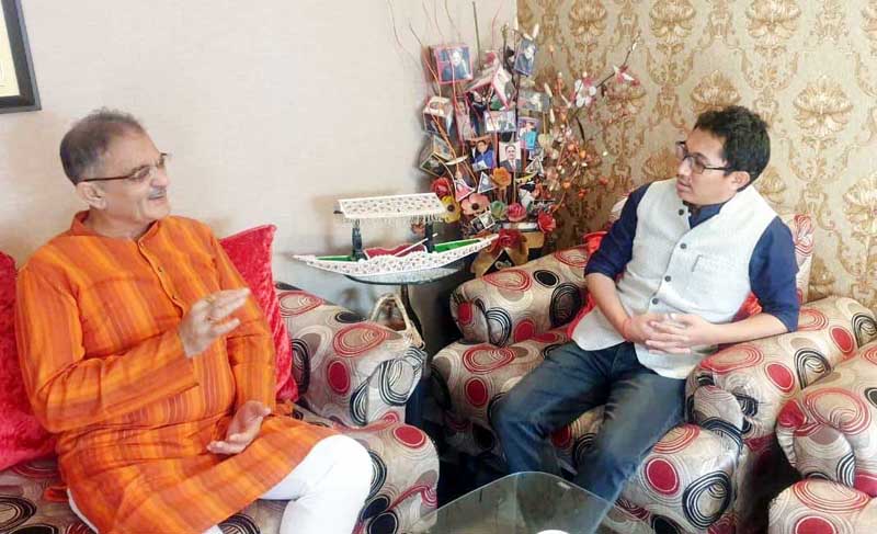 Former Deputy CM, Kavinder Gupta interacting with MP from Ladakh, Jamyang Tsering Namgyal at Jammu. Former Deputy CM, Kavinder Gupta interacting with MP from Ladakh, Jamyang Tsering Namgyal at Jammu.