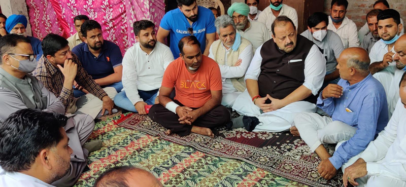 NC Provincial President Devender Singh Rana interacting wtih terror victim family. NC Provincial President Devender Singh Rana interacting wtih terror victim family.
