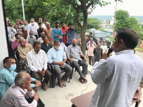JKNPP chairman Harsh Dev Singh addressing a public meeting in Chenani Constituency. JKNPP chairman Harsh Dev Singh addressing a public meeting in Chenani Constituency.