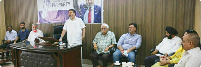 Altaf Bukhari during a meeting at Jammu on Monday. Altaf Bukhari during a meeting at Jammu on Monday.