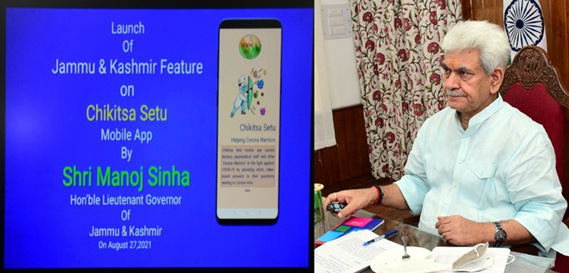 Lt Governor launching J&K Chikitsa Setu app. Lt Governor launching J&K Chikitsa Setu app.