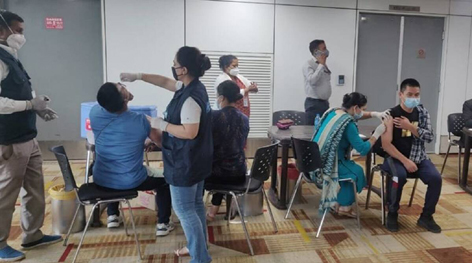 Vaccination drive at the Delhi International Airport for Afghan returnees against Polio. Vaccination drive at the Delhi International Airport for Afghan returnees against Polio.