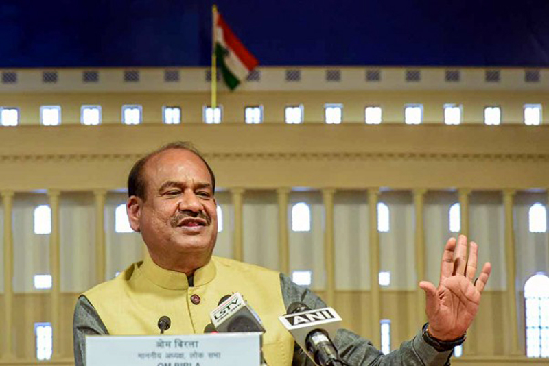 Lok Sabha Speaker Om Birla addressing media at Parliament Library in New Delhi. Lok Sabha Speaker Om Birla addressing media at Parliament Library in New Delhi.