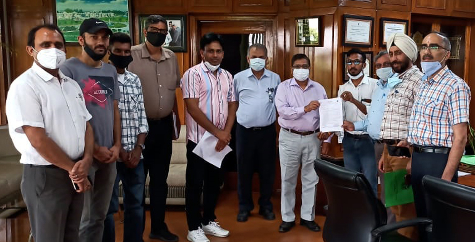 A delegation of ABVP Agriculture University Jammu posing for a photograph with VC Prof. J.P Sharma. A delegation of ABVP Agriculture University Jammu posing for a photograph with VC Prof. J.P Sharma.
