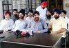 Sikh United Front J&K office bearers addressing a press conference at Jammu on Friday.