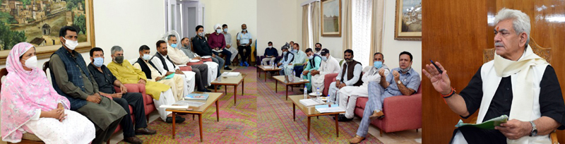 Lt Governor interacting with delegation led by former minister, Chowdhary Zulfkar Ali on Saturday. Lt Governor interacting with delegation led by former minister, Chowdhary Zulfkar Ali on Saturday.