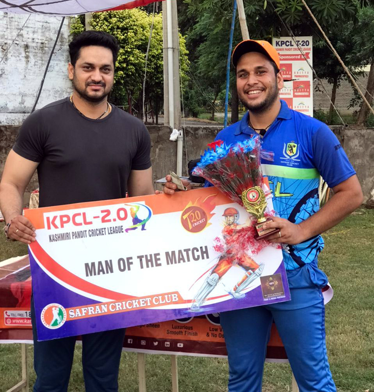 Rohit Koul being awarded with man of the match by dignitary of the event at Jammu on Thursday. Rohit Koul being awarded with man of the match by dignitary of the event at Jammu on Thursday.