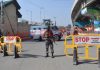 Security personnel keep vigil in Srinagar City on Thursday. -Excelsior/Shakeel