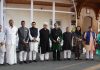 Lieutenant Governor Manoj Sinha with members of Parliamentary Panel on IT in Srinagar on Saturday.