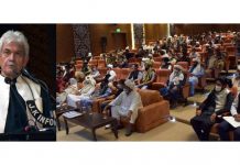 Lieutenant Governor Manoj Sinha addressing a delegation of Gujjar Bakerwal & Gaddi-Sippi communities in Srinagar on Saturday.