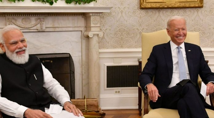 Prime Minister Narendra Modi during a meeting with US President Joe Biden in Washington on Friday.