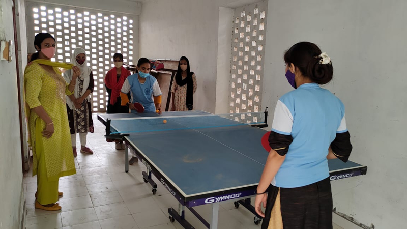 Players in actions during a Table Tennis match at Kishtwar on Wednesday. Players in actions during a Table Tennis match at Kishtwar on Wednesday.