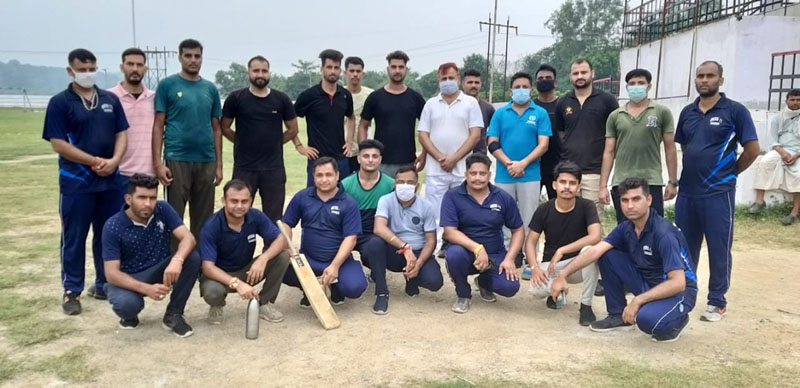 Players of Media XI & Police XI posing for a group photograph after match in Samba. Players of Media XI & Police XI posing for a group photograph after match in Samba.