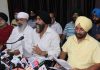 RTI activist Balvinder Singh and others addressing media persons at Jammu on Thursday. -Excelsior/Rakesh