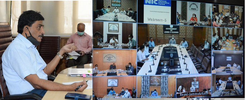 Chief Secretary chairing a meeting through video-conferencing. Chief Secretary chairing a meeting through video-conferencing.