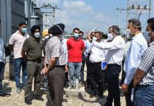 Advisor Baseer Ahmad Khan inspecting power infrastructure in Jammu on Tuesday.