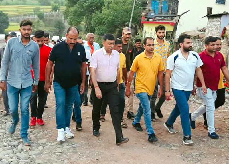BJP general secretary and former MLC , Vibodh Gupta during tour of Rajouri villages on Tuesday. BJP general secretary and former MLC , Vibodh Gupta during tour of Rajouri villages on Tuesday.