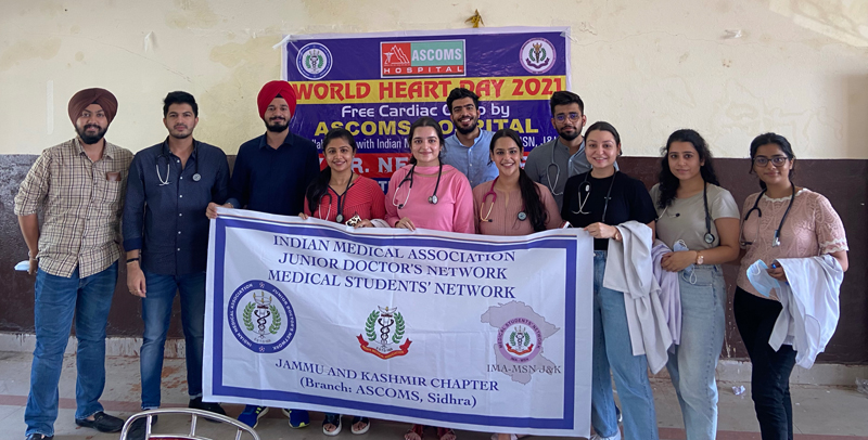 Junior doctors and medical students posing together during a health check up camp organized in Bahu Fort area of Jammu. Junior doctors and medical students posing together during a health check up camp organized in Bahu Fort area of Jammu.
