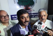 DRDO Chairman Dr G Satheesh Reddy talking to mediapersons at Jammu on Thursday. — Excelsior/Rakesh