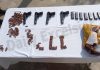 A cache of arms and ammunition seized by the BSF in Samba sector near India-Pakistan border on Thursday morning. —Excelsior/Nischant