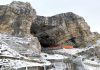 A view of Amarnath cave shrine in South Kashmir Himalayas after fresh snowfall on Monday. (UNI)