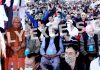 Union Home Minister Amit Shah, MoS in PMO Dr Jitendra Singh and Lieutenant Governor Manoj Sinha at a massive public rally at Bhagwati Nagar in Jammu on Sunday. —Excelsior/Rakesh