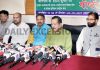RSS Sr. leader Indresh Kumar talking to reporters at Jammu on Monday. -Excelsior/Rakesh