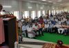 Union Minister of Rural Development and Panchayati Raj Giriraj Singh addressing a gathering at Billawar on Sunday.