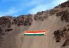 National tricolor unfurled on the hill overlooking Leh valley by the Fire and Fury Corps on the occasion of 152nd birth anniversary of the Father of the Nation Mahatma Gandhi along with ‘Azadi Ka Amrit Mahotsav’, commemorating 75th anniversary of India’s independence in Leh on Saturday. (UNI)