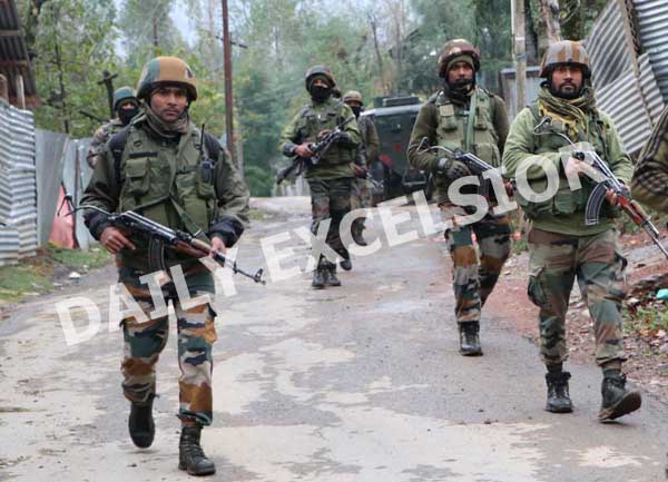 Troops during an encounter at Verinag in Anantnag on Monday. —Excelsior/Sajad Dar Troops during an encounter at Verinag in Anantnag on Monday. —Excelsior/Sajad Dar