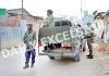 Security forces near encounter site at Wahibugh in Pulwama district on Friday. -Excelsior/Younis Khaliq