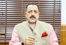 Union Minister Dr Jitendra Singh delivering an Academic Lecture on Dr Syama Prasad Mookerjee, on Sunday.