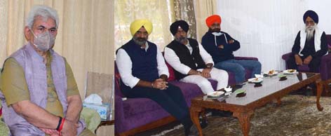 Lt Governor Manoj Sinha meeting with Sikh delegation at Raj Bhavan, Srinagar. Lt Governor Manoj Sinha meeting with Sikh delegation at Raj Bhavan, Srinagar.