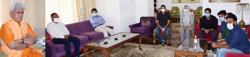 LG interacting with NEET aspirants at Srinagar on Sunday. LG interacting with NEET aspirants at Srinagar on Sunday.